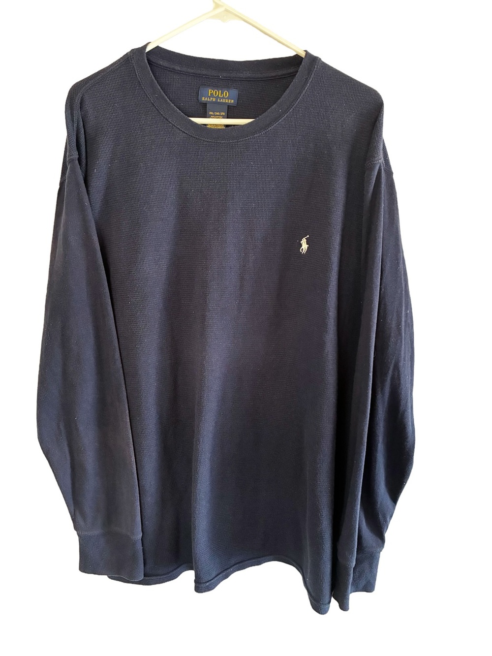 Polo Ralph Lauren 2XL Navy Waffle Knit Long Sleeve Shirt